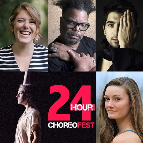 Six squares: 5 are headshots of people and one reads 24 Hour ChoreoFest