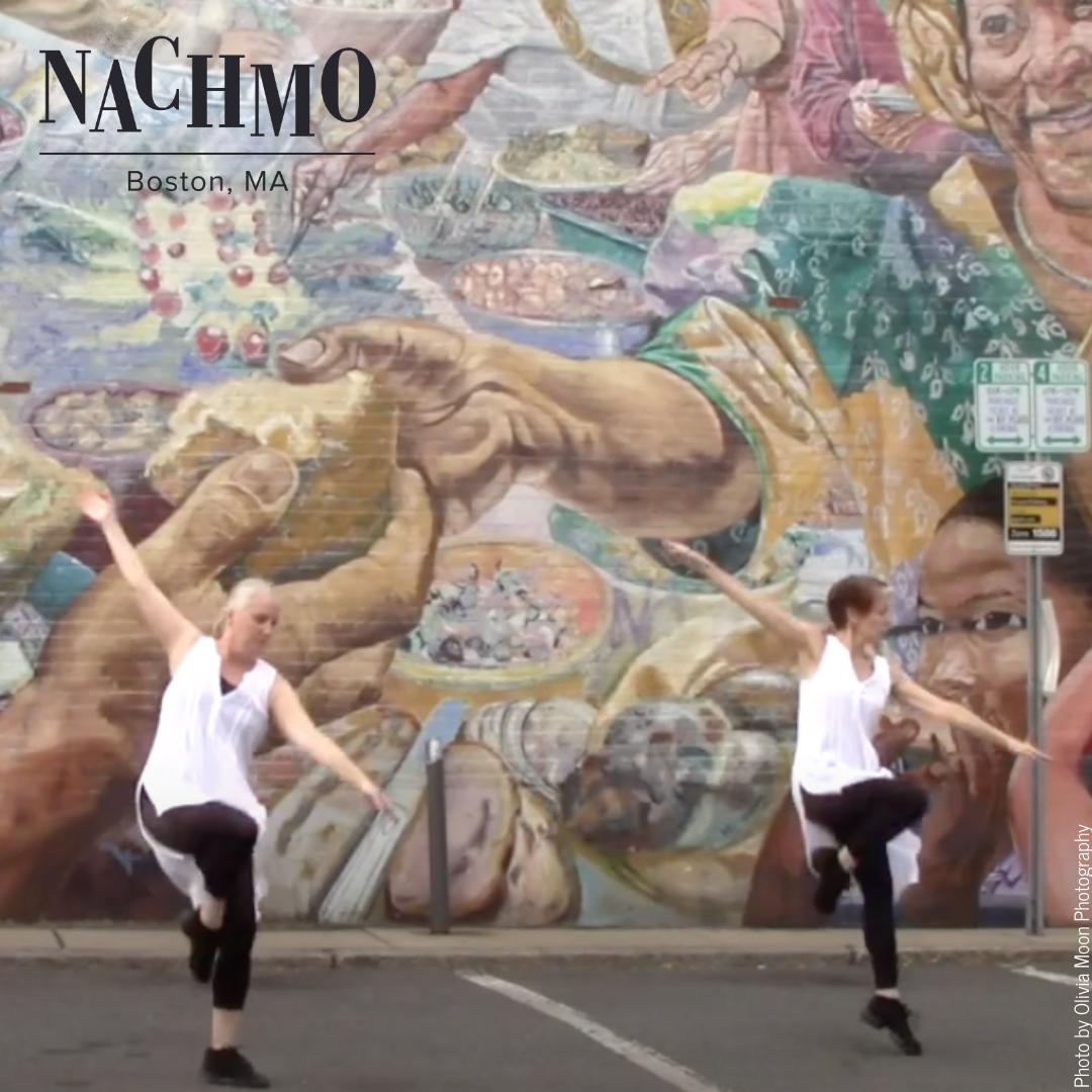 Two women dancing
In front of mural wall
NACHMO Boston, MA