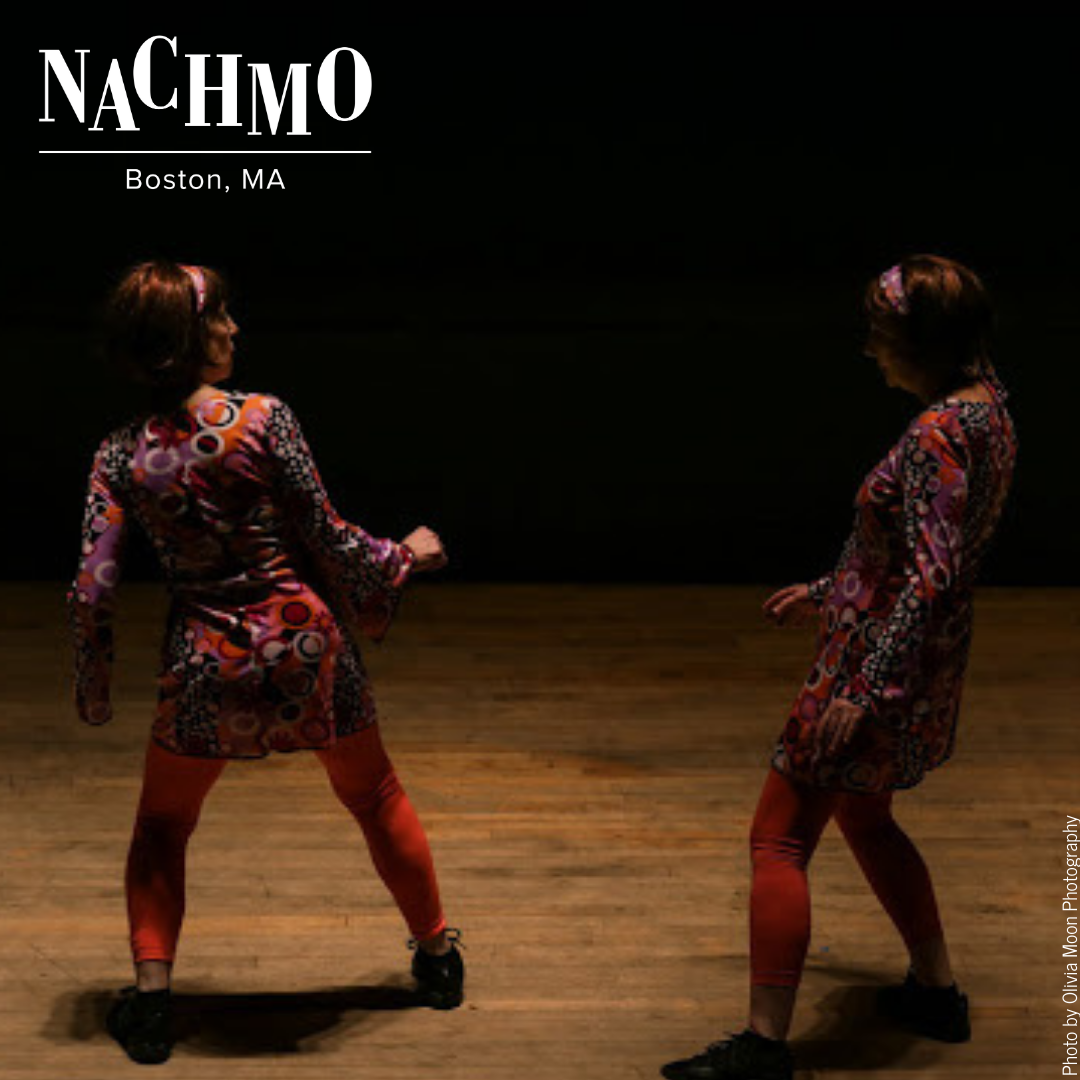 Two women in wigs
Wearing bright colored dresses
NACHMO Boston, MA